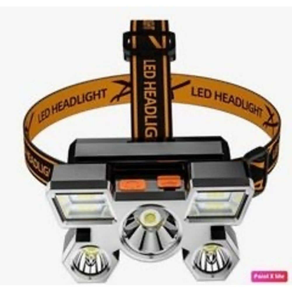 Rechargeable LED Headlamp With 5-Core Ultra Bright Lights & Adjustable Strap